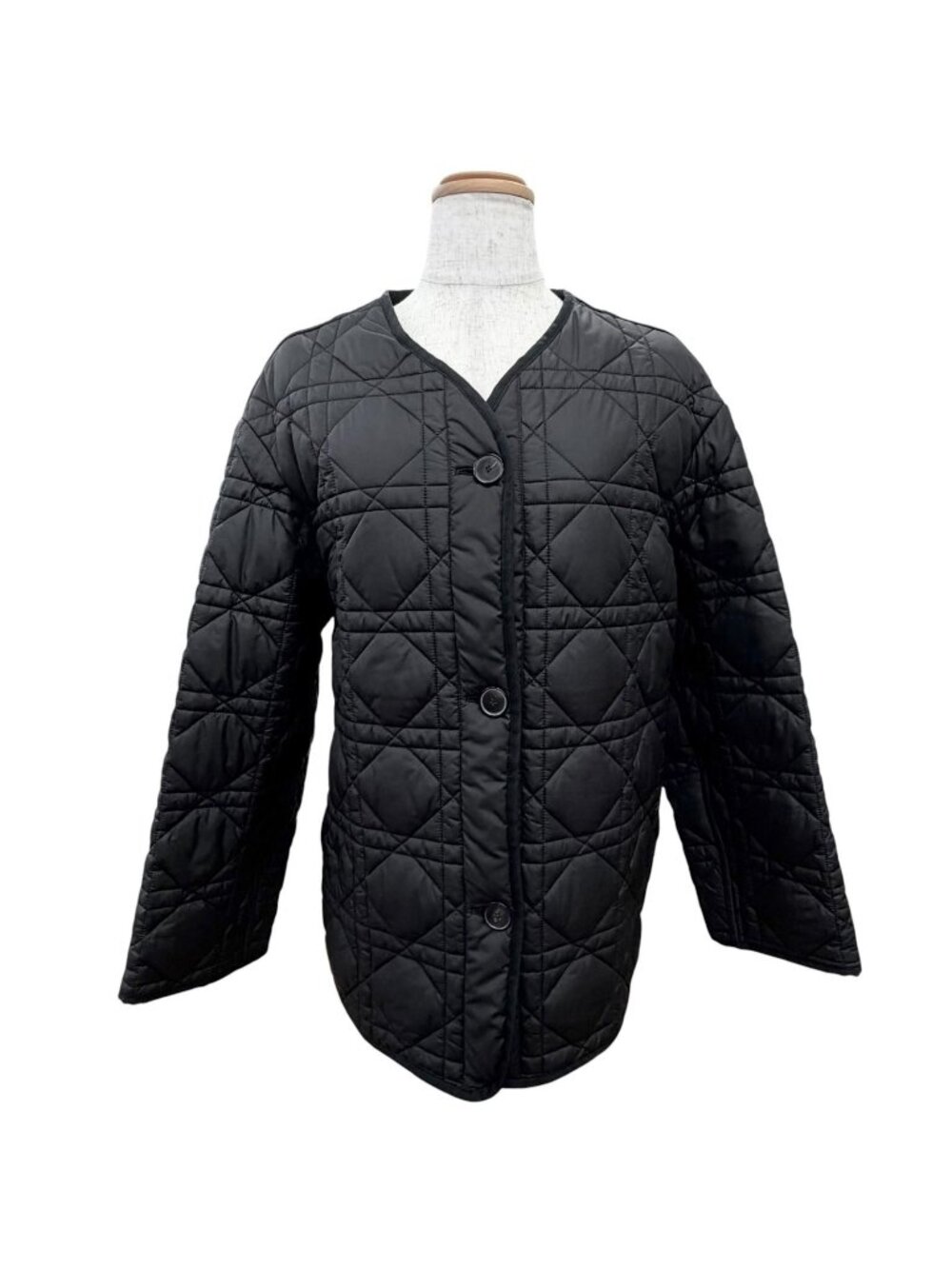 Dior Macro Cannage Collarless Quilted Jacket Black 38